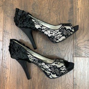 Black Lace High Heel Platforms